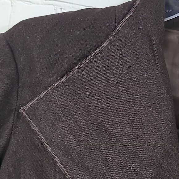 J.Jill Petite Brown Wool Lightweight One-Button Blazer Fold Up Cuff Suit Jacket - Picture 7 of 13